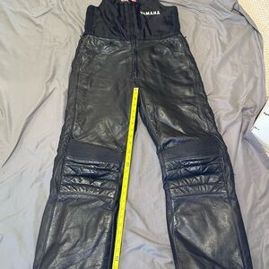 Yamaha Black and Red Leather Snowmobile Gear